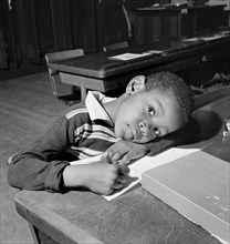 Student in Elementary School Classroom, Washington DC, USA, Marjorie Collins for Farm Security Administration, March 1942