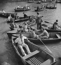 People in Row Boats on Lake on Sunday, Central Park, New York City, New York, USA, Marjorie Collins for Office of War Information, September 1942