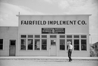 Farm Machinery Store, Fairfield, Montana, USA, Arthur Rothstein for Farm Security Administration (FSA), August 1939
