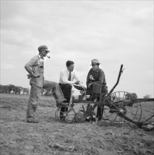 Two Men Discussing Farm Problems with County Supervisor, Jefferson County, Kansas, USA, Arthur Rothstein for Farm Security Administration (FSA), May 1936