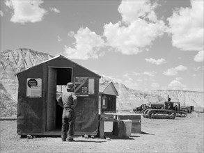 U.S. Resettlement Administration Work camp, Badlands National Park Extension, South Dakota, USA, Arthur Rothstein for Farm Security Administration (FSA), May 1936