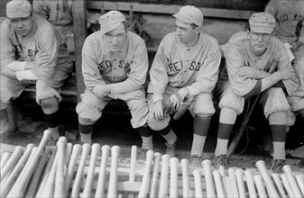 Babe Ruth, Bill Carrigan, Jack Barry, & Vean Gregg, Major League Baseball Players, Boston Red Sox, Portrait, Bain News Service, 1915