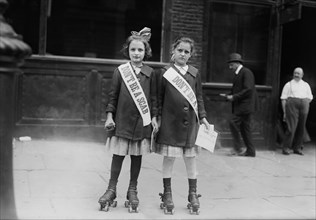 Two Young Strike Sympathizers on Roller Skates, USA, Bain News Service, 1910's