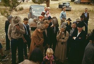 Prayers Being Said before Barbeque was Served at Fair, Pie Town, New Mexico, USA, Russell Lee, October 1940