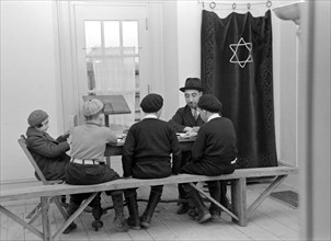 Rabbi Teaching Orthodox Religion to Jewish Children, Jersey Homesteads, New Jersey, USA, Russell Lee, November 1936