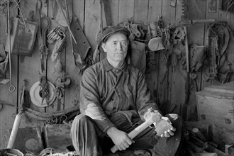 Farmer in his Tool house, near McLeansboro, Illinois, USA, Russell Lee, January 1937