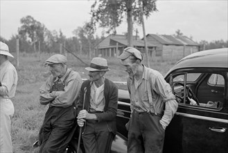 Group of Elderly Farmers at Auction Sale, Orth, Minnesota, USA, Russell Lee, August 1937