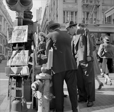 Corner of Montgomery and Market Streets, Monday Morning after Japanese Attack on Pearl Harbor, San Francisco, California, USA, John Collier for Office of War Information, December 8, 1941