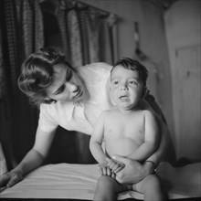 Baby Clinic Operated by Taos County Cooperative Health Association, Penasco, New Mexico, USA, John Collier for Office of War Information, January 1943