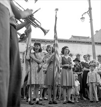 Girl Flag Bearers at Decoration Day Ceremonies, Gallipolis, Ohio, USA, Arthur S. Siegel for Office of War Information, June 1943