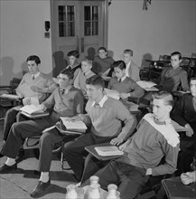 Teenage Boys in Classroom, Woodrow Wilson High School, Washington DC, USA, Esther Bubley for Office of War Information, October 1943