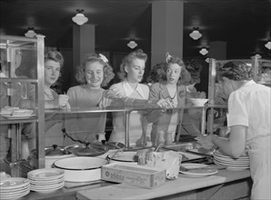 Teenage Girls at Cafeteria Counter, Woodrow Wilson High School, Washington DC, USA, Esther Bubley for Office of War Information, October 1943