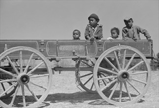 Tenant Farmer's Children in New Wagon, Pike County, Alabama, USA, Marion Post Wolcott for Farm Security Administration, May 1939
