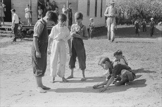 Mountain Children Playing Marbles after School, Breathitt County, Kentucky, USA, Marion Post Wolcott for Farm Security Administration, September 1940