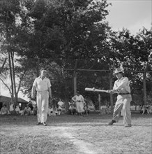 Men Playing Baseball on Saturday Afternoon, Schriever, Terrebonne Parish, Louisiana, USA, Marion Post Wolcott for Farm Security Administration, June 1940