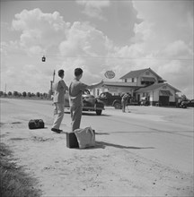 Two Young Men Hitchhiking, near Natchitoches, Louisiana, USA, Marion Post Wolcott for Farm Security Administration, June 1940
