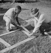 Two Men Building Home Screen Door, Ridge, Maryland, USA, Marion Post Wolcott for Farm Security Administration, July 1941