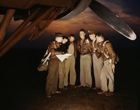 Combat Crew Receiving Final Instructions Just Before Taking off in YB-17 Bomber from Squadron Base, Langley Field, Virginia, USA, Alfred T. Palmer for Office of War information, May 1942