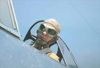 Glider Pilot in Training Getting Ready for Take-Off, Page Field, Parris Island, South Carolina, USA, Alfred T. Palmer for Office of War Information, May 1942