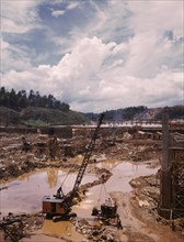 Early Construction of Douglas Dam, Tennessee Valley Authority, Tennessee, USA, Alfred T. Palmer for Office of War Information, June 1942