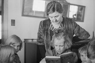 Children Being Homeschooled, Westmoreland Homestead, Mount Pleasant, Pennsylvania, USA, Carl Mydans for U.S. Resettlement Administration, February 1936