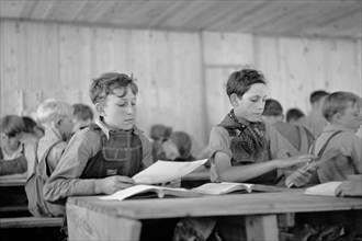 School Scene, Cumberland Mountain Farms, near Scottsboro, Alabama, USA, Carl Mydans for U.S. Resettlement Administration, June 1936