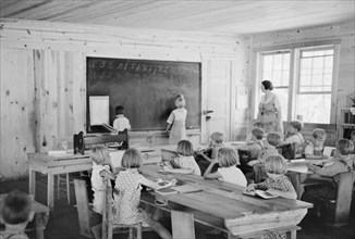 Classroom Scene, Cumberland Mountain Farms, near Scottsboro, Alabama, USA, Carl Mydans for U.S. Resettlement Administration, June 1936