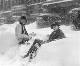 Two Teen Girls Enjoying Blizzard, Washington DC, USA, National Photo Company, January 1922