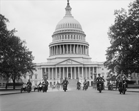 Motorcycle Cops with U.S. Capitol Building in Background, Washington DC, USA, National Photo Company, 1922