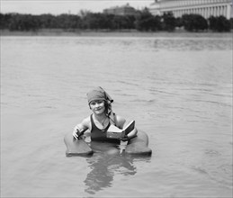 Muriel Quackenbush in Surf Chair at Bathing Beach, Washington DC, USA, National Photo Company, June 1922