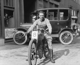 Freddy Fretwell on Harley Davidson Motorcycle, Washington DC, USA, National Photo Company, 1922