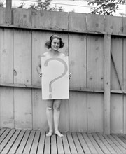 Nude Woman Behind "?" Sign, Washington DC, USA, National Photo Company, July 1922