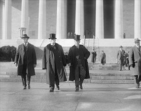 Former French Prime Minister Georges Clemenceau (center) Leaving Lincoln Memorial, Washington DC, USA, National Photo Company, December 1922