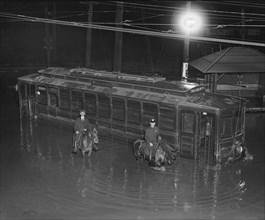 Streetcar and Two Men on Horseback during Flood, Washington DC, USA, National Photo Company, April, 30 1923