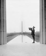 Soldier Playing Taps after Funeral of U.S. President Warren G. Harding, Washington Monument in Background, Washington DC, USA, National Photo Company, August 10, 1923