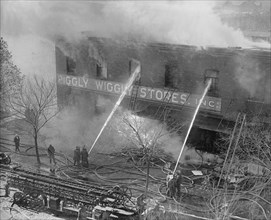 Firemen Battling Piggly Wiggly Store Fire, Washington DC, USA, National Photo Company, November 1923