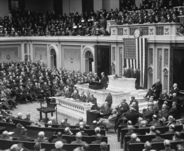 U.S. President Calvin Coolidge during his First Annual Address to Congress, Washington DC, USA, National Photo Company, December 6, 1923
