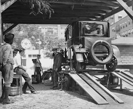 Automobile Getting Oil Changed, Washington DC, USA, National Photo Company, August 1924