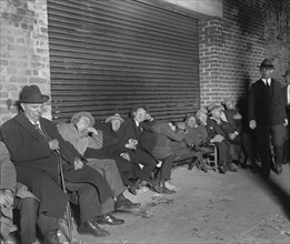 Line of Sleeping Men Waiting for the Sale of World Series Tickets, Griffith Stadium, Washington DC, USA, National Photo Company, October 3, 1924
