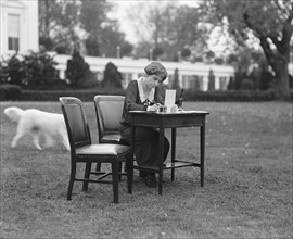 First Lady Grace Coolidge Voting by Mail, White House Lawn, Washington DC, USA, National Photo Company, October 30, 1924