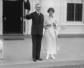 U.S. President Calvin Coolidge and First Lady Grace Coolidge Acknowledge Greetings after Being Re-Elected President, Washington DC, USA, National Photo Company, November 5, 1924