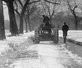 Tractor with Plow Clearing Road, Rear View, Washington DC, USA, National Photo Company, January 1925