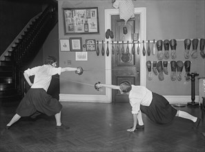 Two High School Girls Fencing, Western High School, Washington DC, USA, National Photo Company, May 1925
