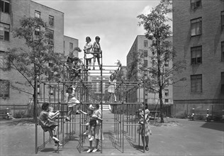 Children at Playground, Vladeck Houses, Madison Street, New York City, New York, USA, Gottscho-Schleisner Collection, July 1941