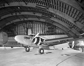 Airplanes in Airport Hangar, Morristown, New Jersey, USA, Gottscho-Schleisner Collection, April 1952