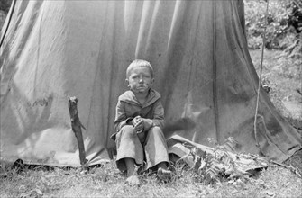 Migrant Child in front of Tent Home, Berrien County, Michigan, USA, John Vachon for Farm Security Administration July 1940