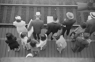 Commuters Waiting for South-Bound Train, High Angle View, Chicago, Illinois, USA, John Vachon for Farm Security Administration, July 1941