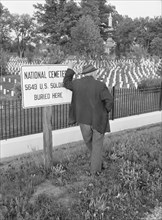 Man Standing at National Military Cemetery, Cairo, Illinois, USA, John Vachon for Office of War Information, May 1940
