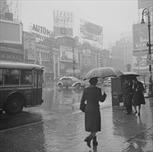 Street Scene on Rainy Day, Times Square, New York City, New York, USA, John Vachon for Office of War Information, March 1943