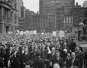 Crowd in Madison Square on D-Day, New York City, New York, USA, Howard R. Hollem for Office of War Information, June 6, 1944